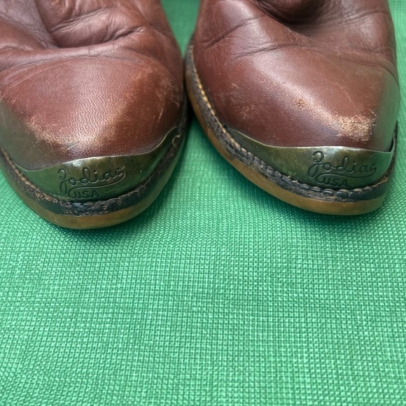 Vintage Zodiac Leather Boots Brown Heel 70s Country Cowboy - Picture 3 of 6